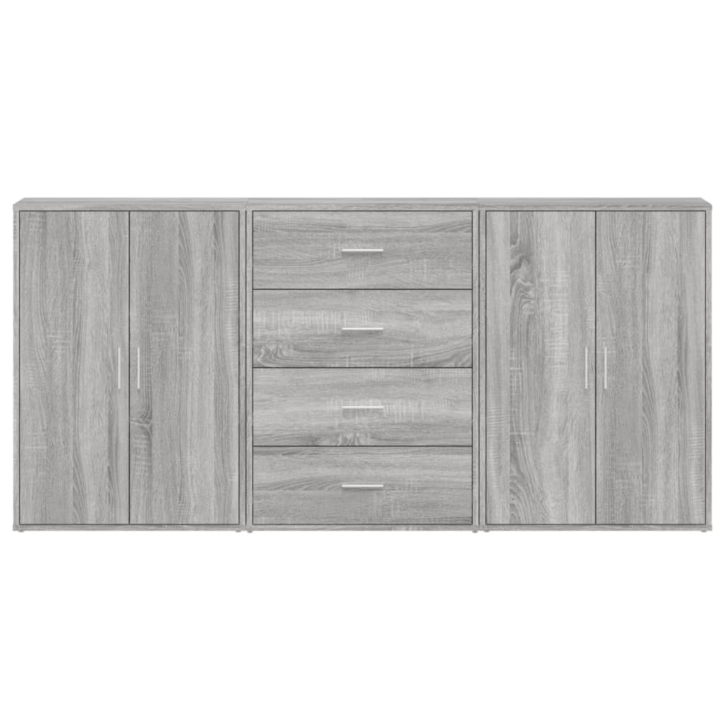 Dressoirs 3 St 60X31X84 Cm Bewerkt Hout Eikenkleur
