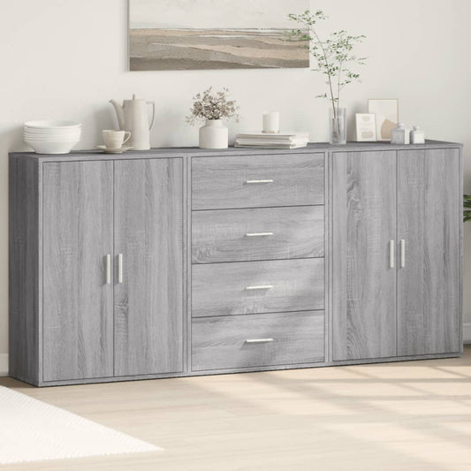 Dressoirs 3 St 60X31X84 Cm Bewerkt Hout Eikenkleur