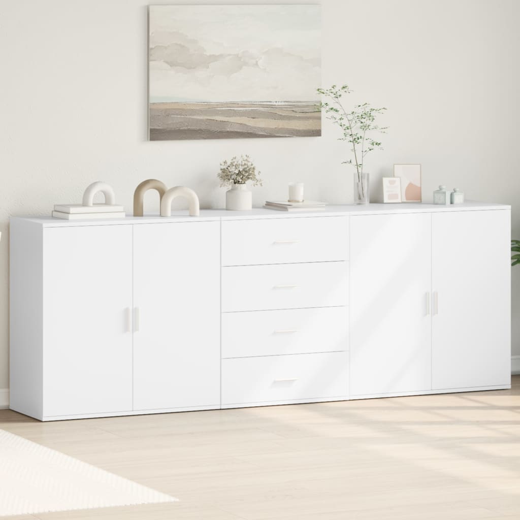 Dressoirs 3 St Bewerkt Hout Kleurig