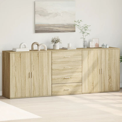 Dressoirs 3 St Bewerkt Hout Kleurig