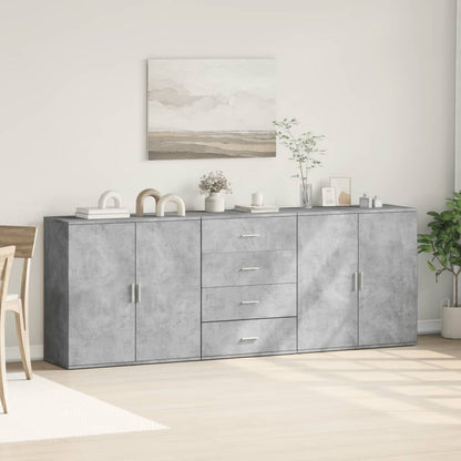 Dressoirs 3 St Bewerkt Hout Kleurig