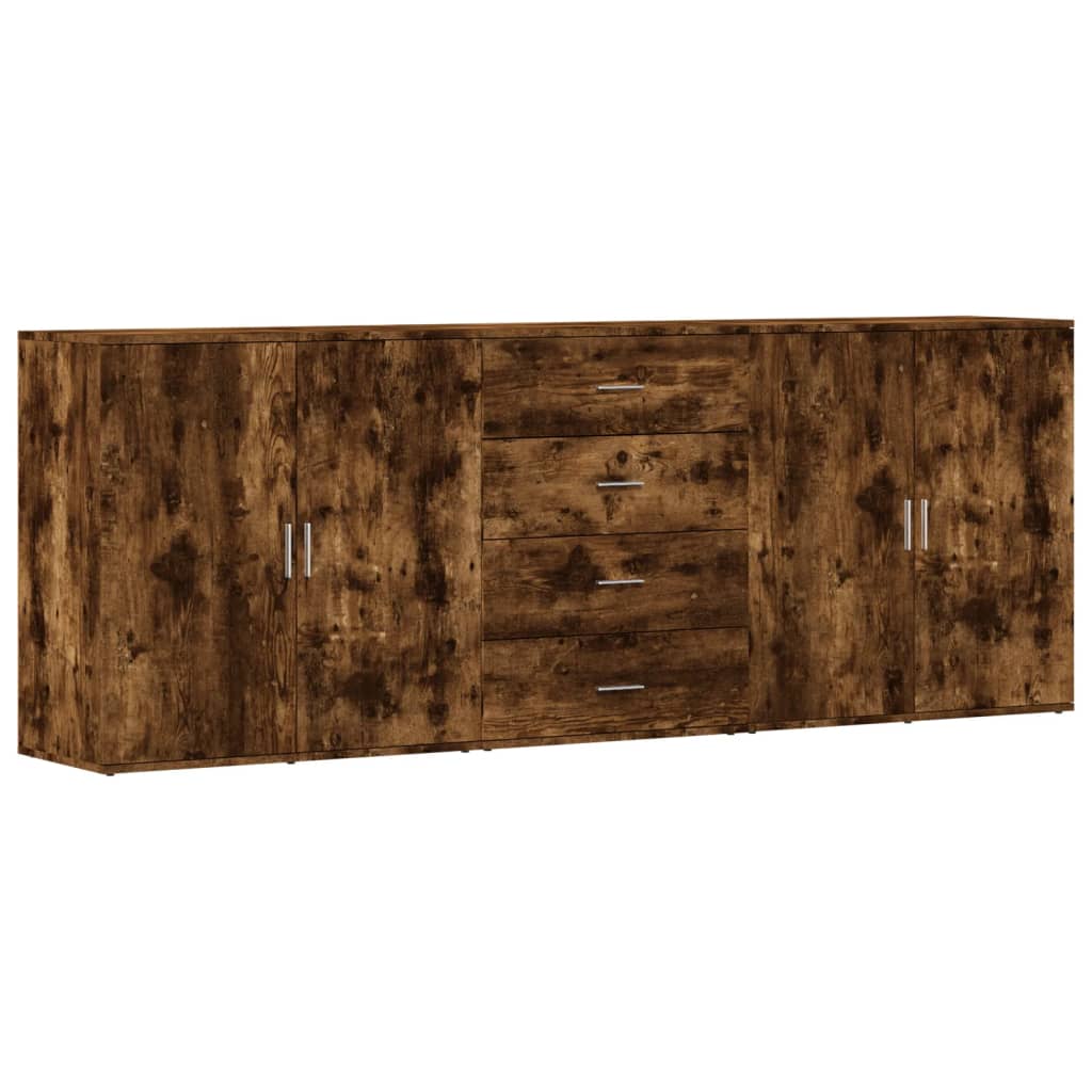Dressoirs 3 St Bewerkt Hout Kleurig