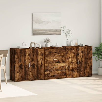 Dressoirs 3 St Bewerkt Hout Kleurig