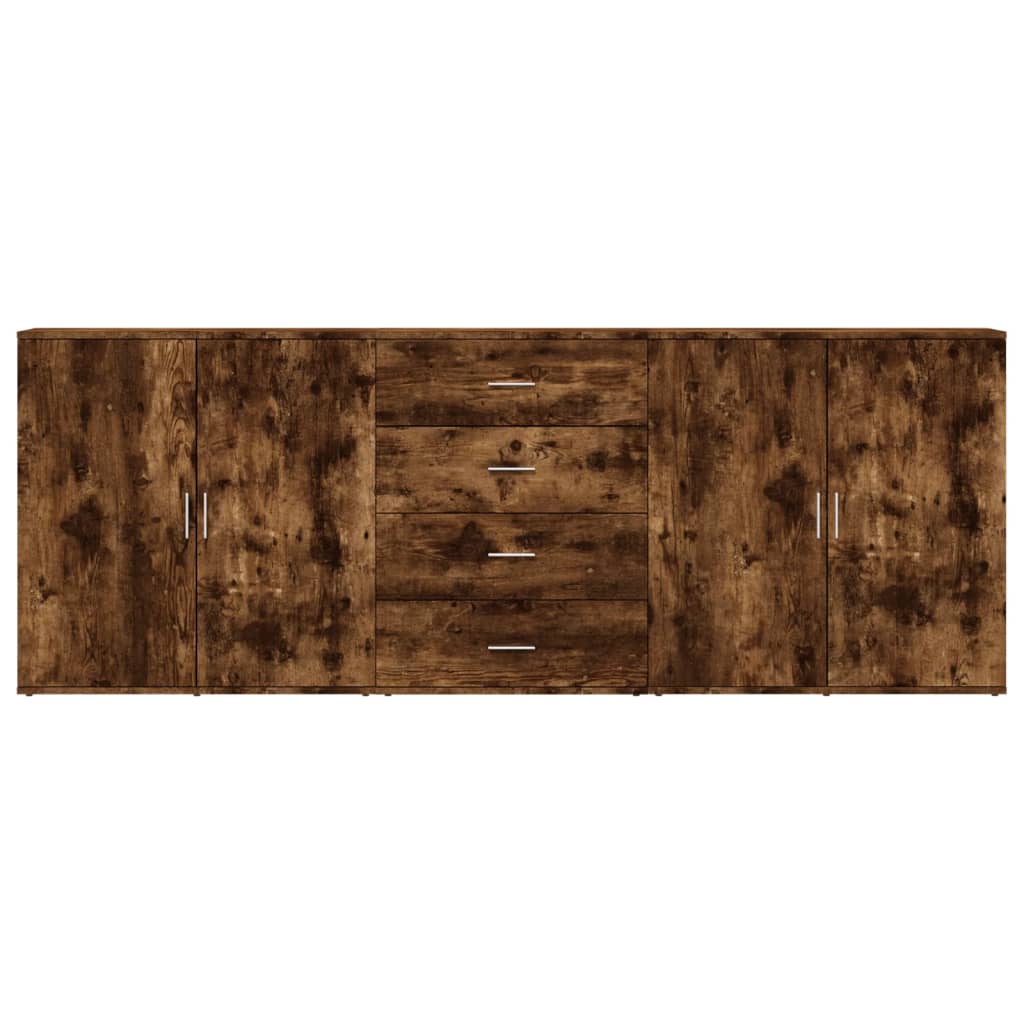 Dressoirs 3 St Bewerkt Hout Kleurig