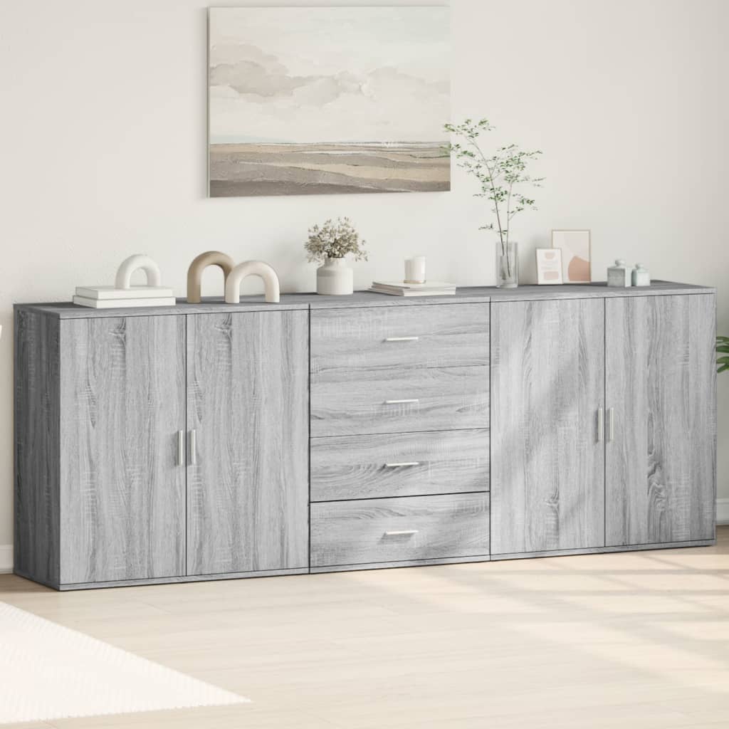 Dressoirs 3 St Bewerkt Hout Kleurig