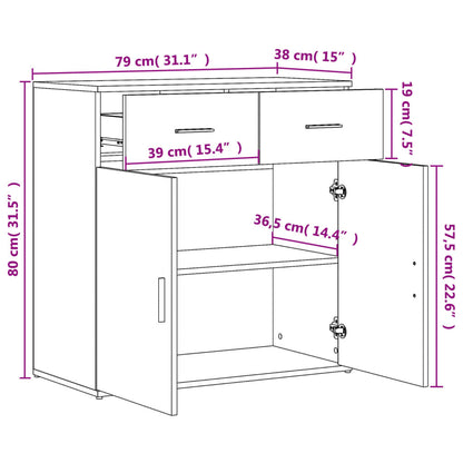Dressoirs 2 St 79X38X80 Cm Bewerkt Hout Kleurig