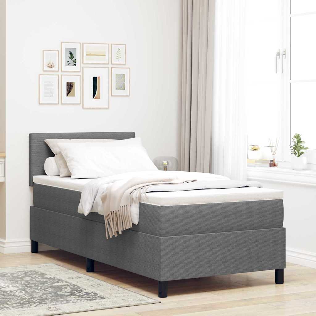 Boxspring Bed En Wit Corduroy Stof