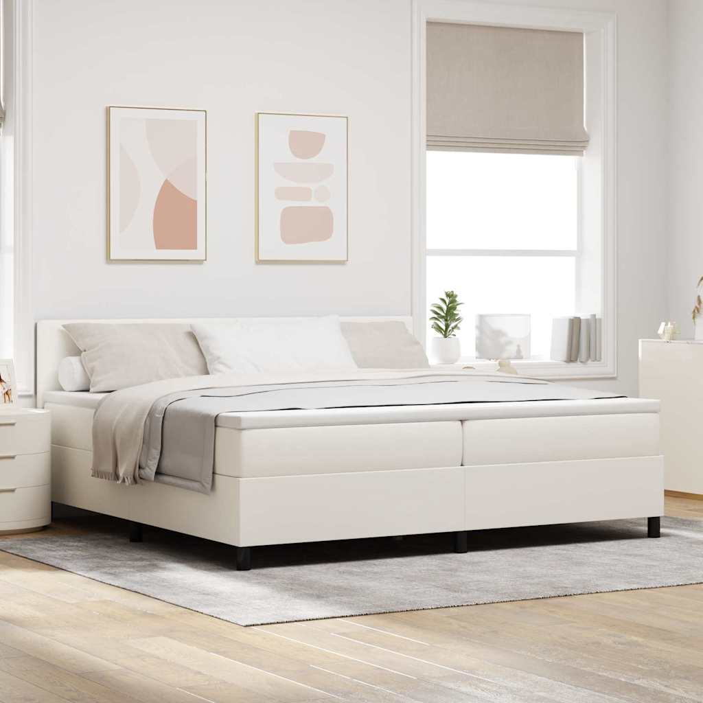 Boxspring Bed En Wit Corduroy Stof