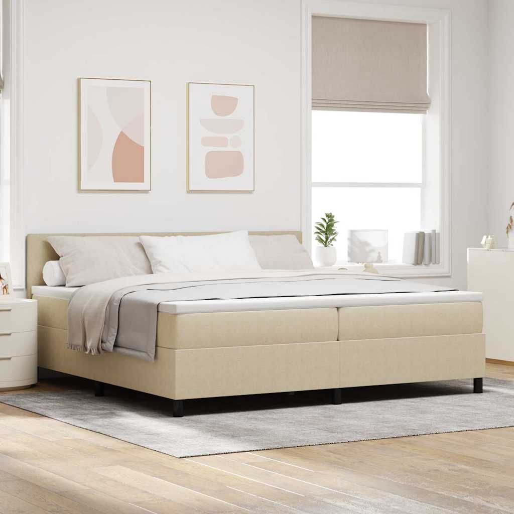 Boxspring Bed En Wit Corduroy Stof