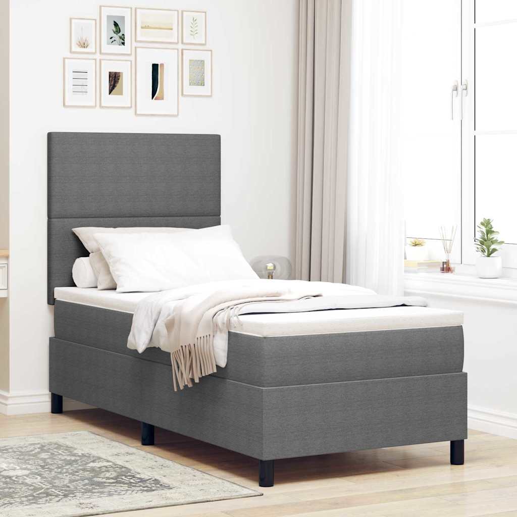 Boxspring Bed En Wit Corduroy Stof