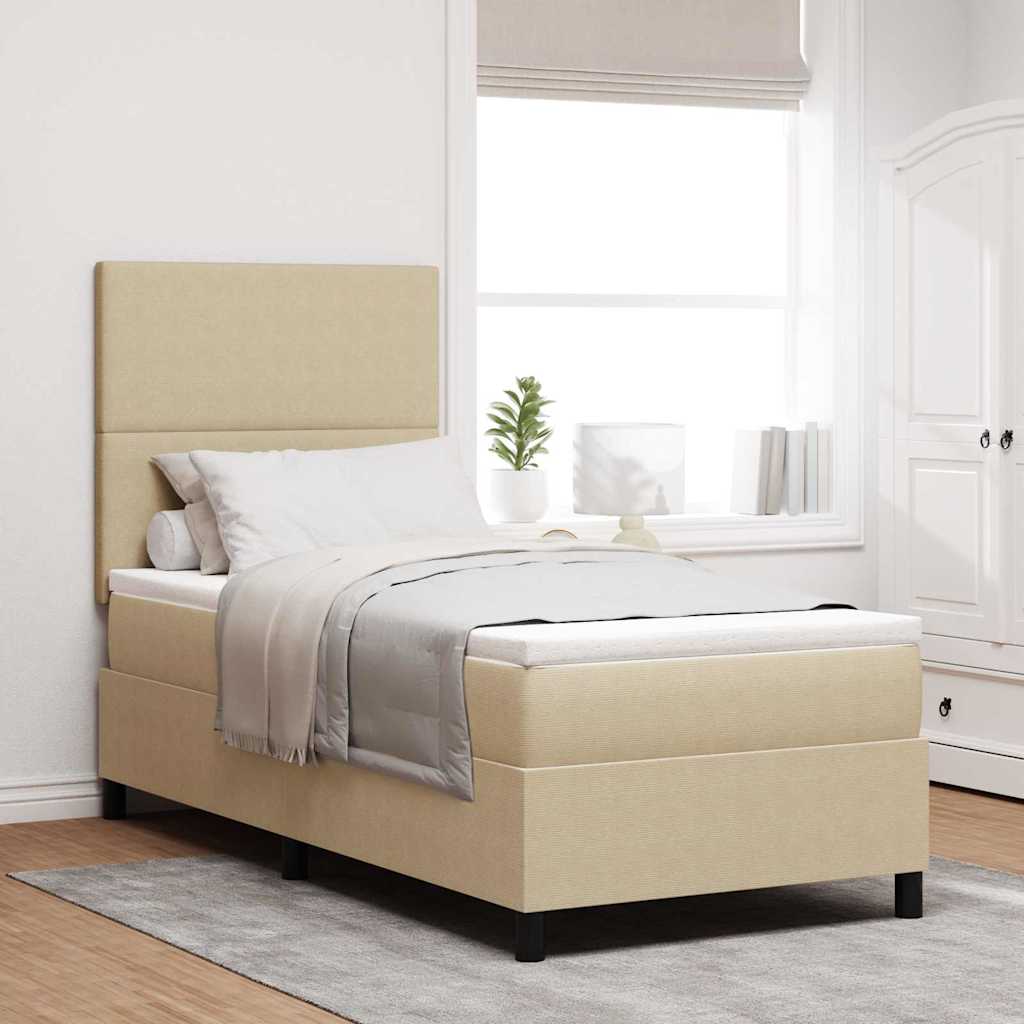 Boxspring Bed En Wit Corduroy Stof