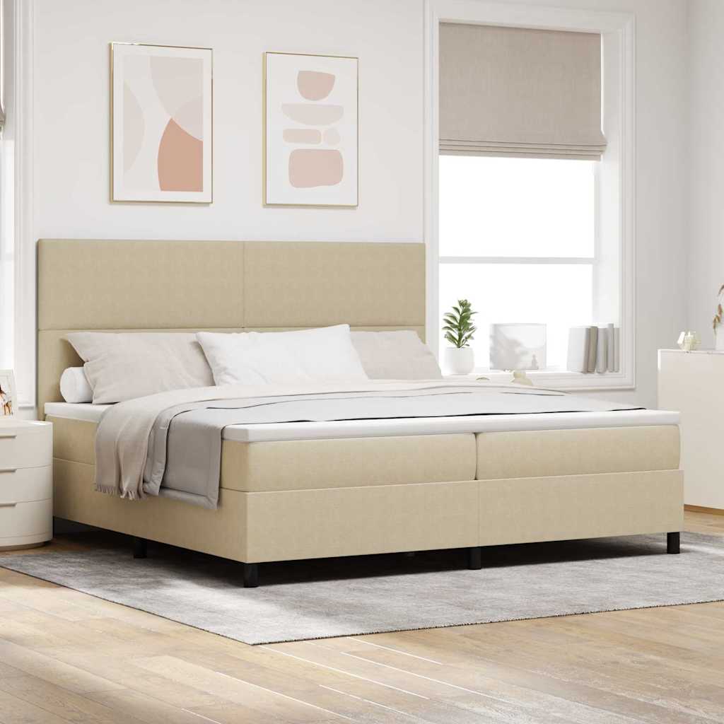 Boxspring Bed En Wit Corduroy Stof