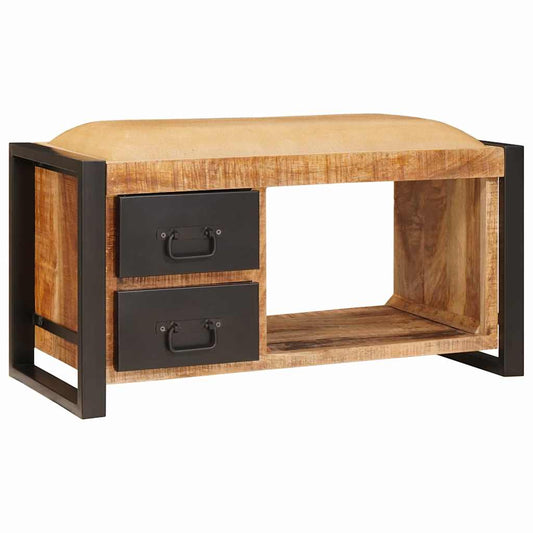 Opslagbank Met Lade Bruin 80 X 35 X 40 Cm Massief Mangohout