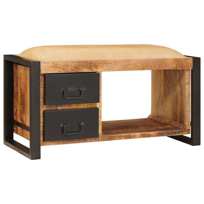 Opslagbank Met Lade Bruin 80 X 35 X 40 Cm Massief Mangohout