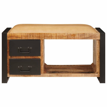 Opslagbank Met Lade Bruin 80 X 35 X 40 Cm Massief Mangohout