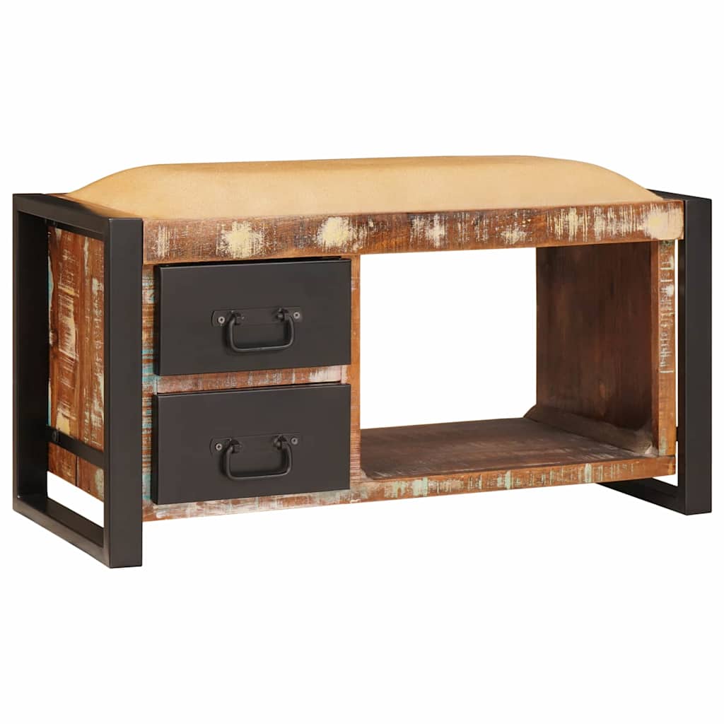 Opslagbank Met Lade Bruin 80 X 35 X 40 Cm Massief Mangohout