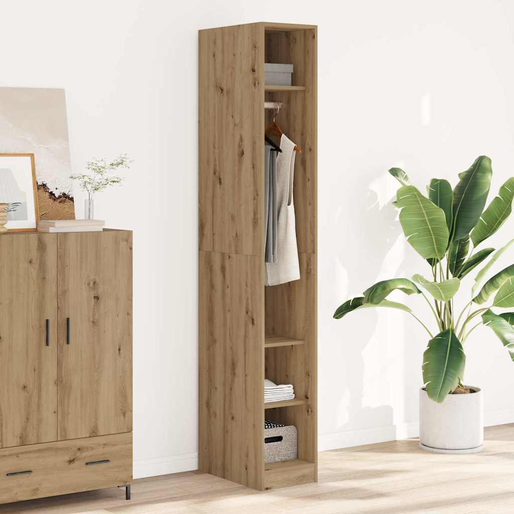 Kledingkast Bewerkt Hout Artisanaal Eikenkleurig