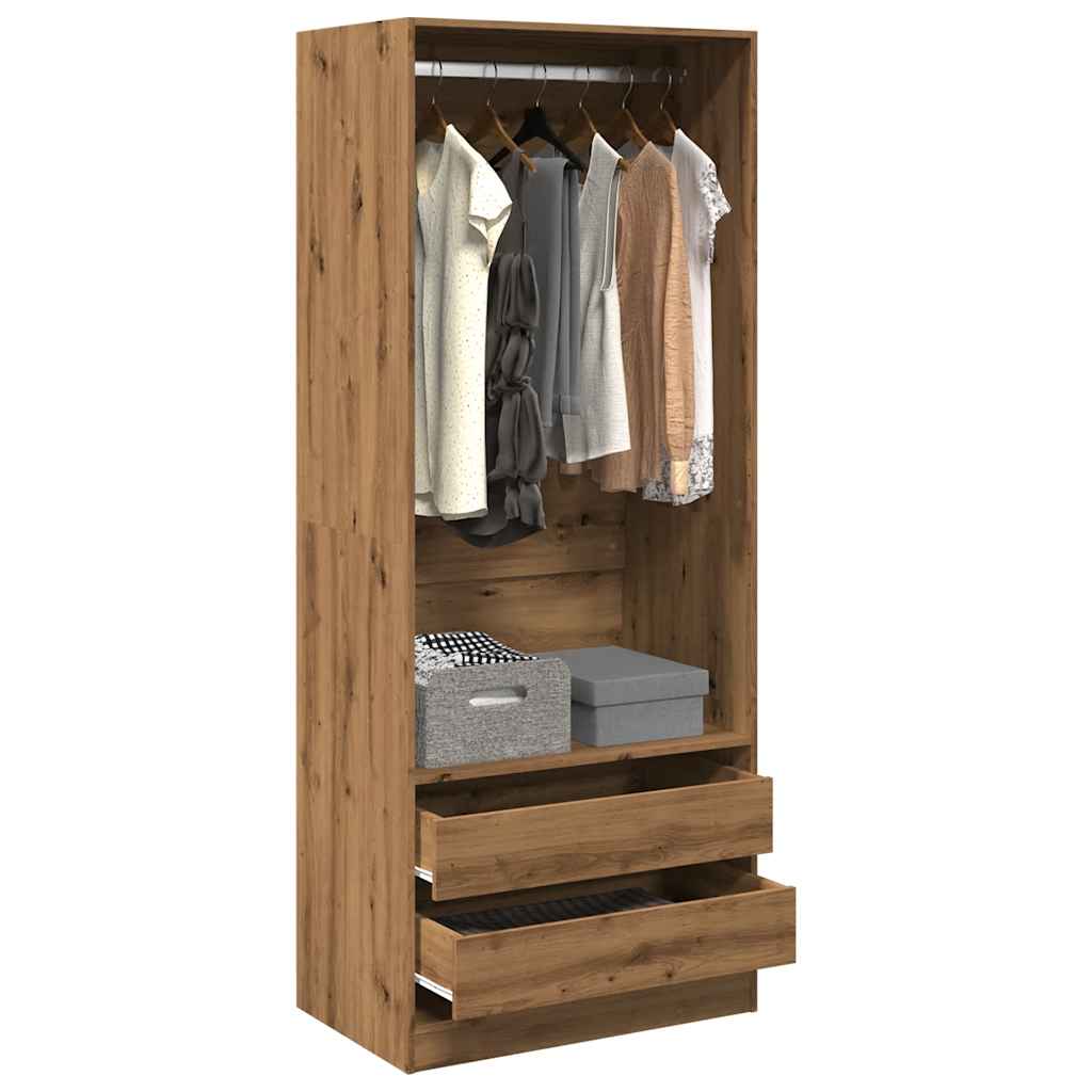Kledingkast Bewerkt Hout Artisanaal Eikenkleurig