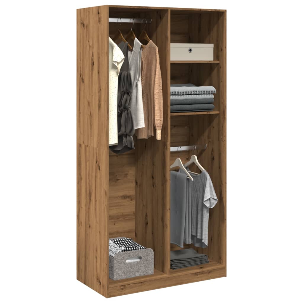 Kledingkast Bewerkt Hout Artisanaal Eikenkleurig