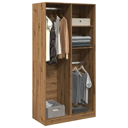 Kledingkast Bewerkt Hout Artisanaal Eikenkleurig