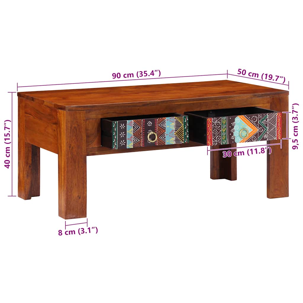 Salontafel 90X50X40 Cm Massief Acaciahout Blauw