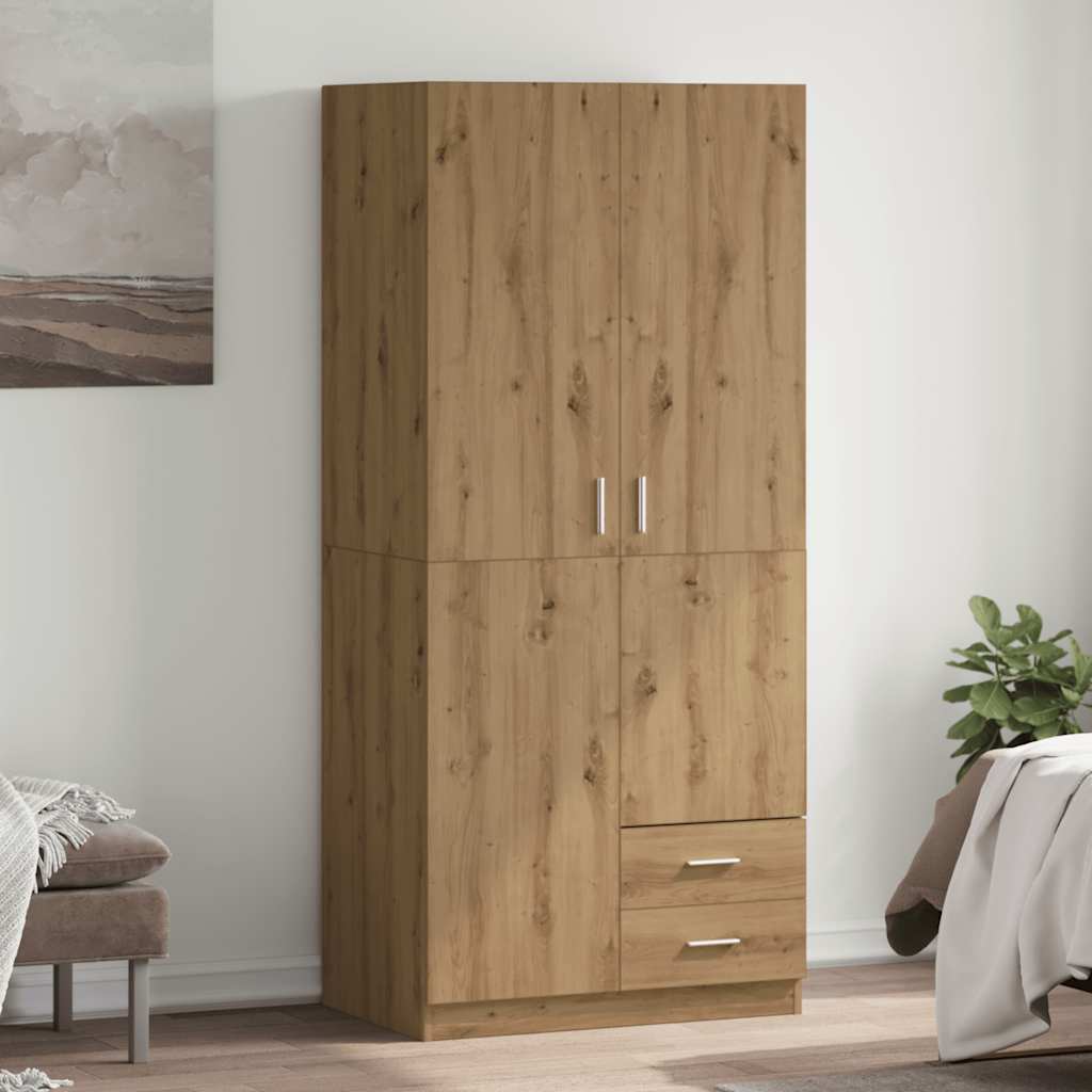 Kledingkast 80X52X180 Cm Bewerkt Hout Kleurig