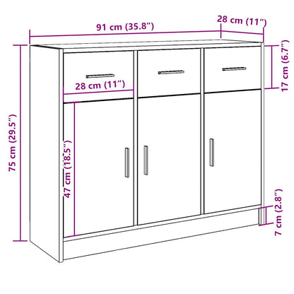 Dressoir 91X28X75 Cm Bewerkt Hout Kleurig