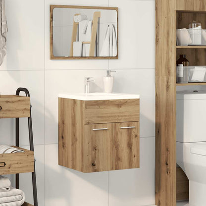 Wastafelkast 41X38,5X46 Cm Bewerkt Hout Artisanaal Eikenkleur Artisanaal Eikenkleurig