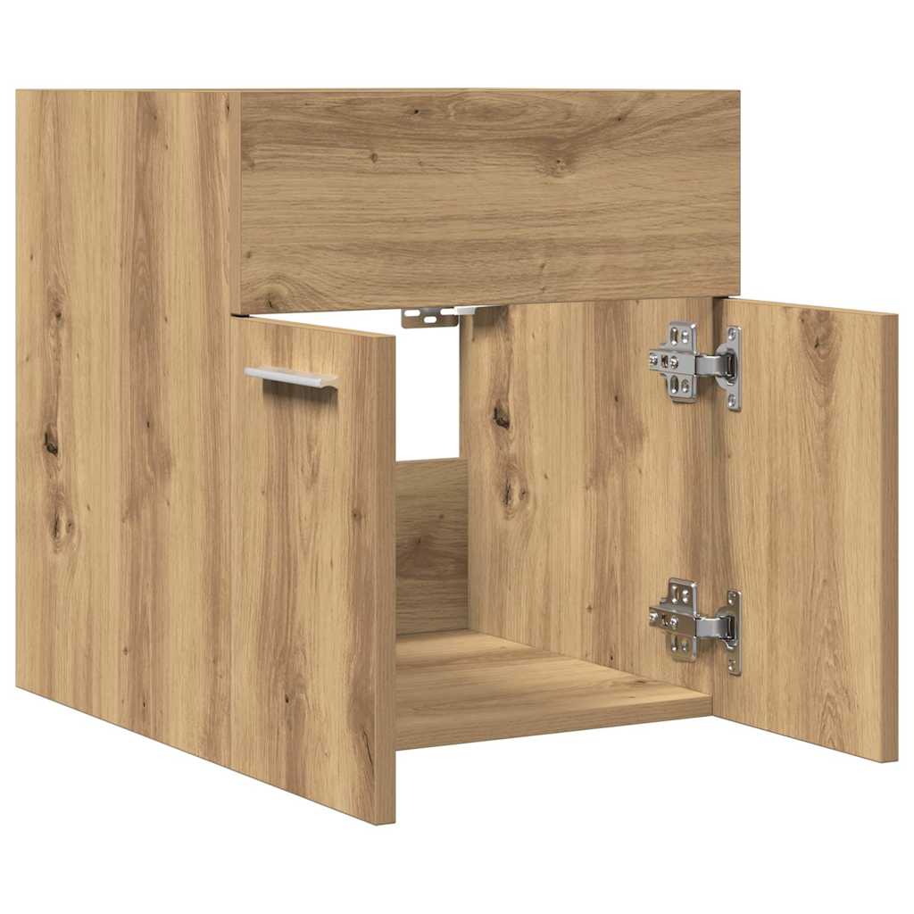 Wastafelkast 41X38,5X46 Cm Bewerkt Hout Artisanaal Eikenkleur Artisanaal Eikenkleurig