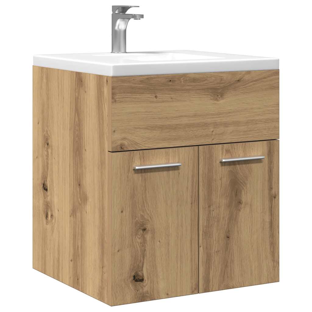 Wastafelkast 41X38,5X46 Cm Bewerkt Hout Artisanaal Eikenkleur Artisanaal Eikenkleurig