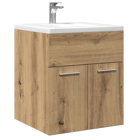Wastafelkast 41X38,5X46 Cm Bewerkt Hout Artisanaal Eikenkleur Artisanaal Eikenkleurig