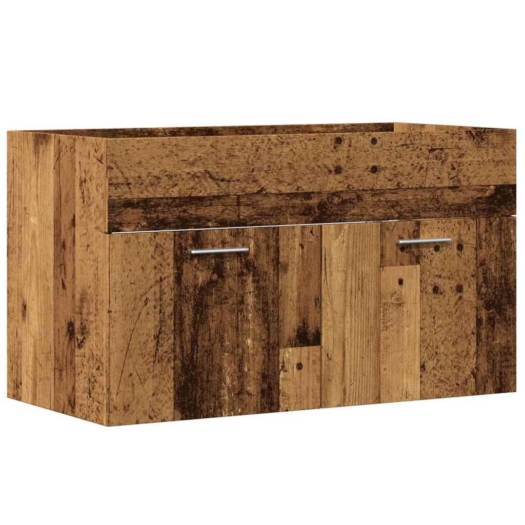 Wastafelkast 90X38,5X46 Cm Bewerkt Hout Kleurig Oud Hout
