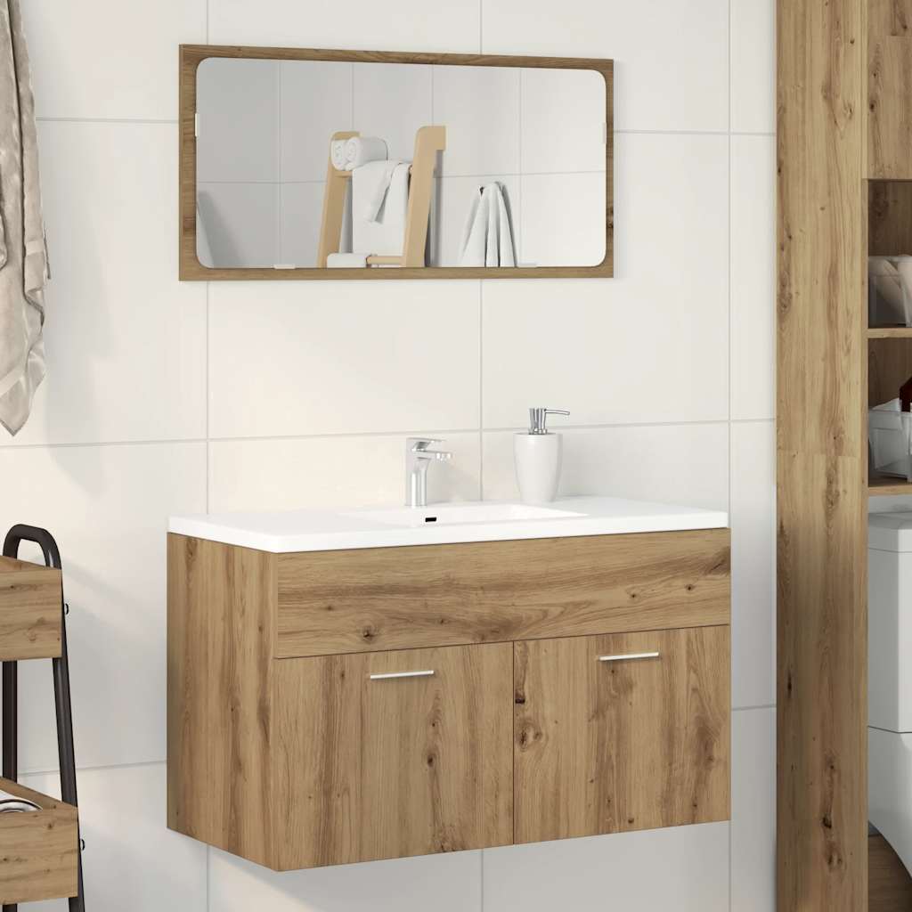 Wastafelkast 41X38,5X46 Cm Bewerkt Hout Artisanaal Eikenkleur Artisanaal Eikenkleurig
