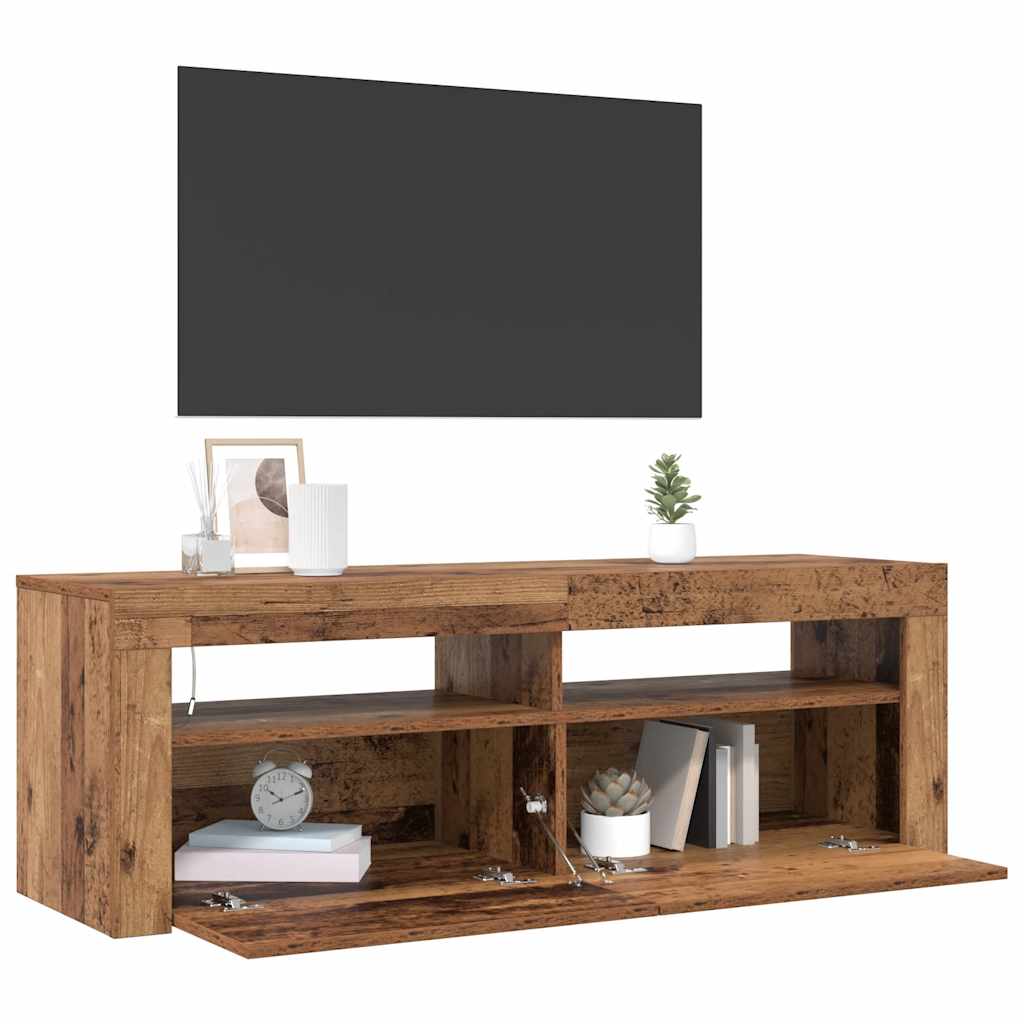 Tv-Meubel Met Led 120X35X40 Cm Bewerkt Hout