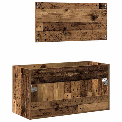 Badkamerkast Met Spiegel Bewerkt Hout Kleurig