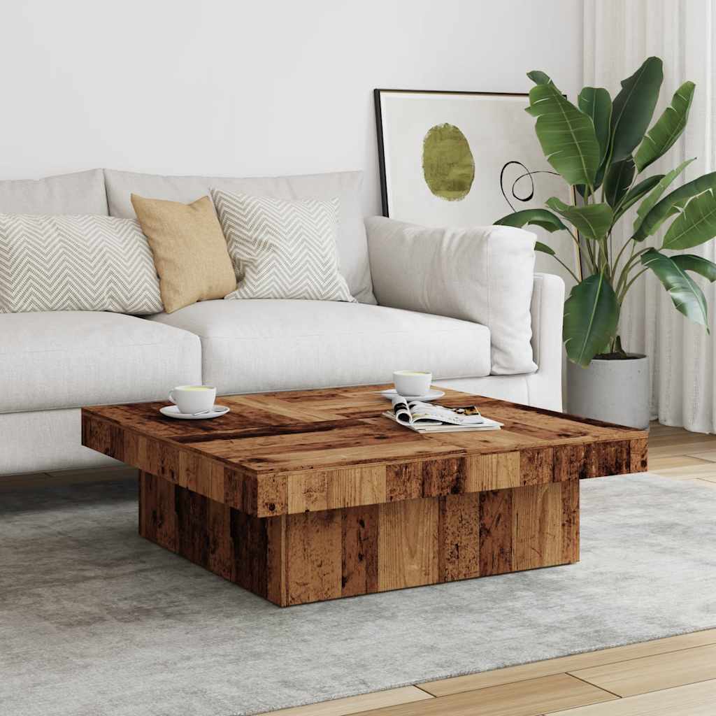 Salontafel 90X90X28 Cm Bewerkt Hout Kleurig