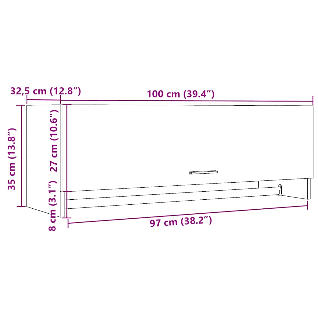 Kledingkast 100X32,5X35 Cm Bewerkt Hout Kleurig Oud Hout