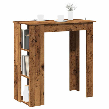 Bartafel Met Schap 102X50X103,5Cm Bewerkt Hout Artisanaal Eiken