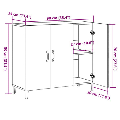 Dressoir 90X34X80 Cm Bewerkt Hout Kleurig