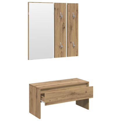 Halmeubelset Bewerkt Hout Artisanaal Eikenkleur