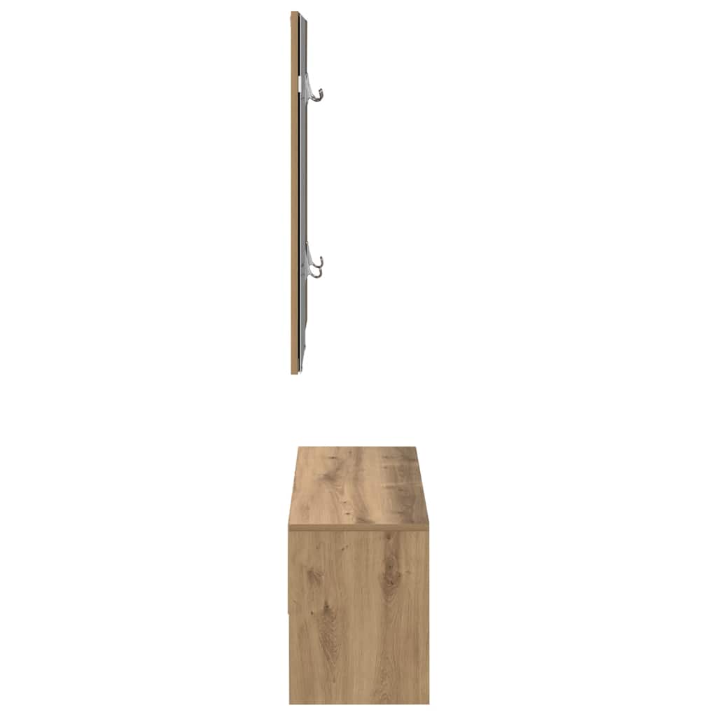 Halmeubelset Bewerkt Hout Artisanaal Eikenkleur