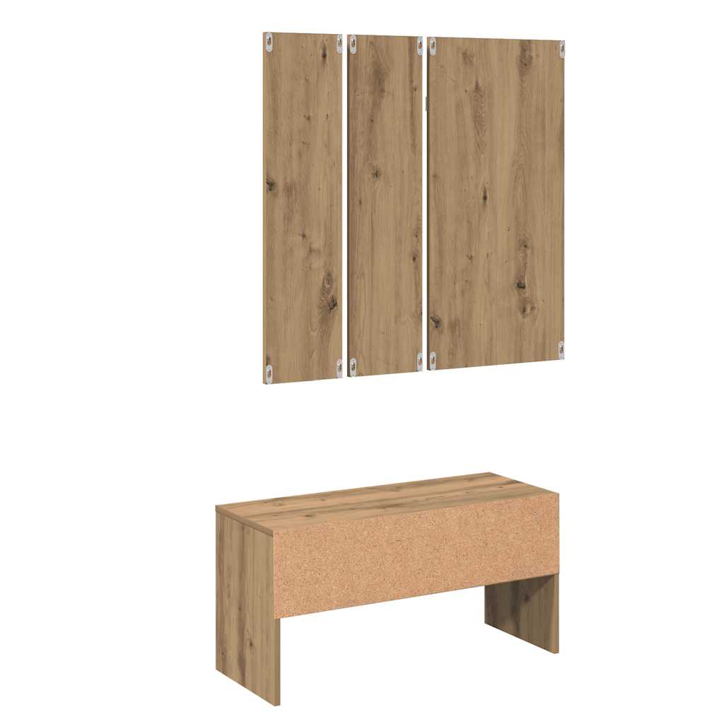 Halmeubelset Bewerkt Hout Artisanaal Eikenkleur