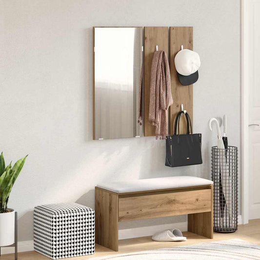 Halmeubelset Bewerkt Hout Artisanaal Eikenkleur