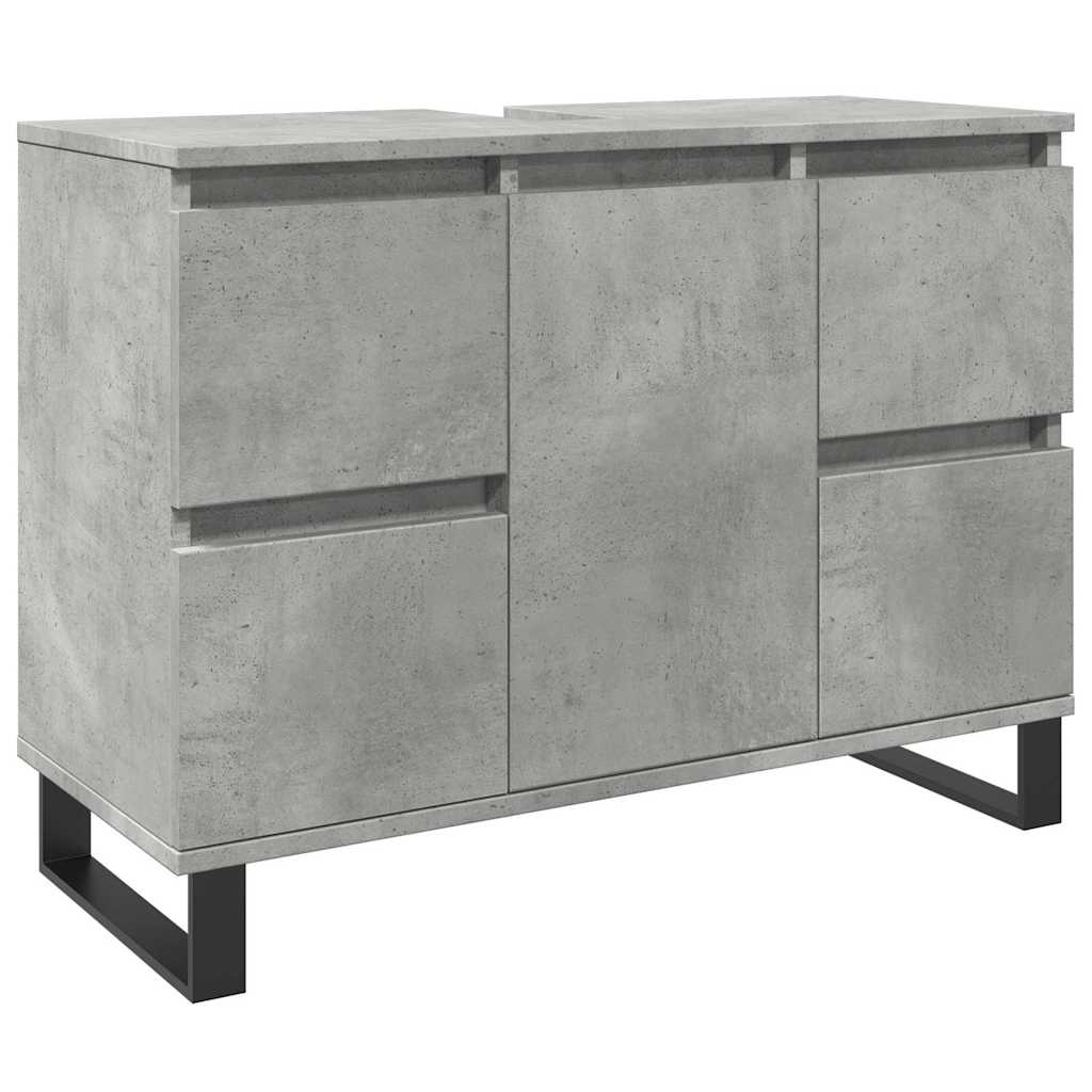 Badkamerkast 80X33X60 Cm Bewerkt Hout Betongrijs