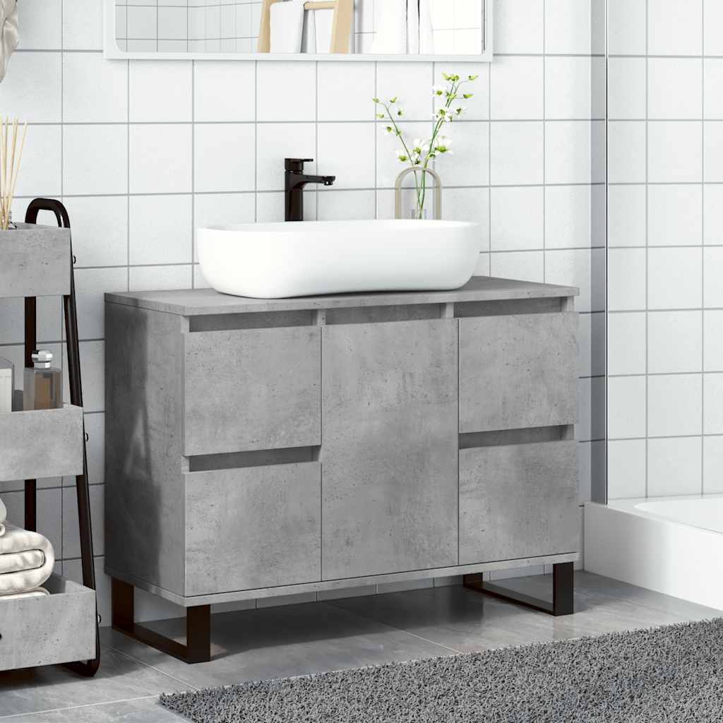 Badkamerkast 80X33X60 Cm Bewerkt Hout Betongrijs