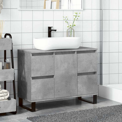 Badkamerkast 80X33X60 Cm Bewerkt Hout Betongrijs