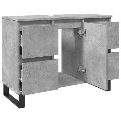 Badkamerkast 80X33X60 Cm Bewerkt Hout Betongrijs