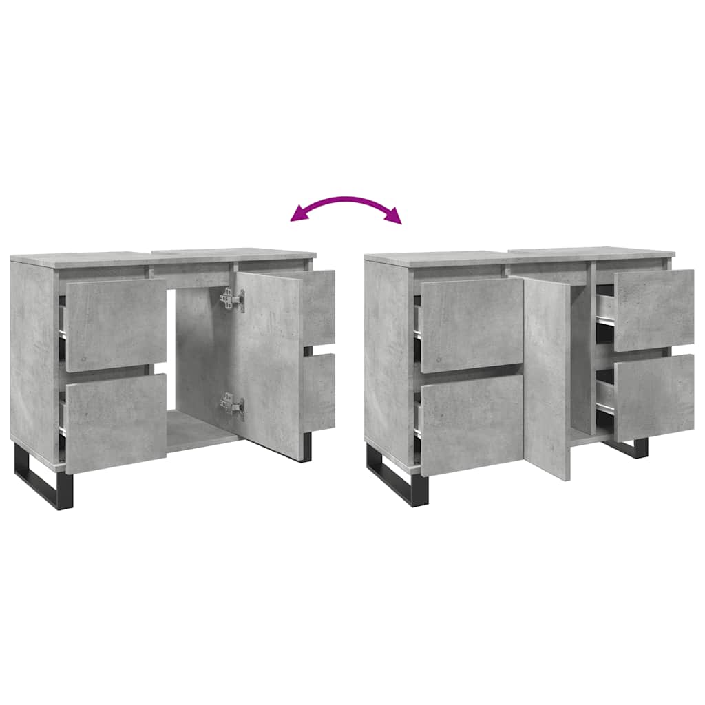Badkamerkast 80X33X60 Cm Bewerkt Hout Betongrijs