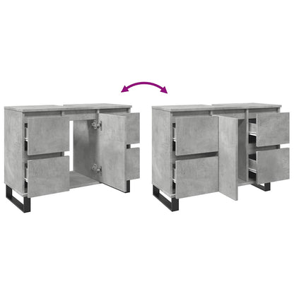 Badkamerkast 80X33X60 Cm Bewerkt Hout Betongrijs