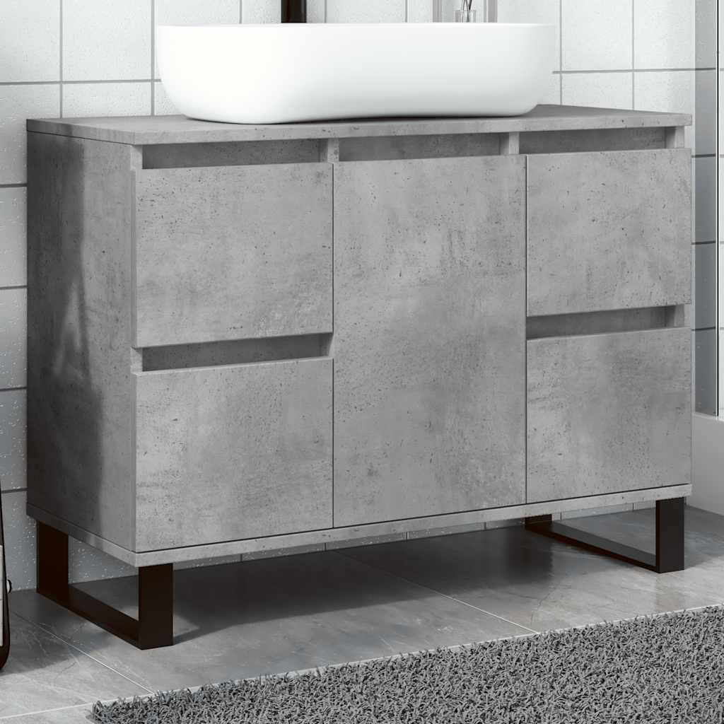 Badkamerkast 80X33X60 Cm Bewerkt Hout Betongrijs